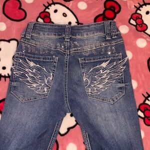 Angel Wing Embroidered Flare Jeans
